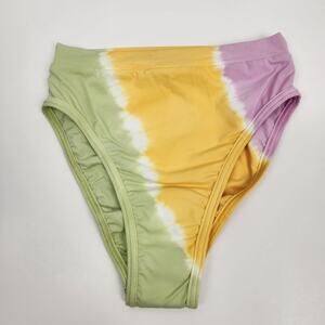 L*Space Frenchi Bikini Bottom in Tie Dye Purple Yellow Green Size XS